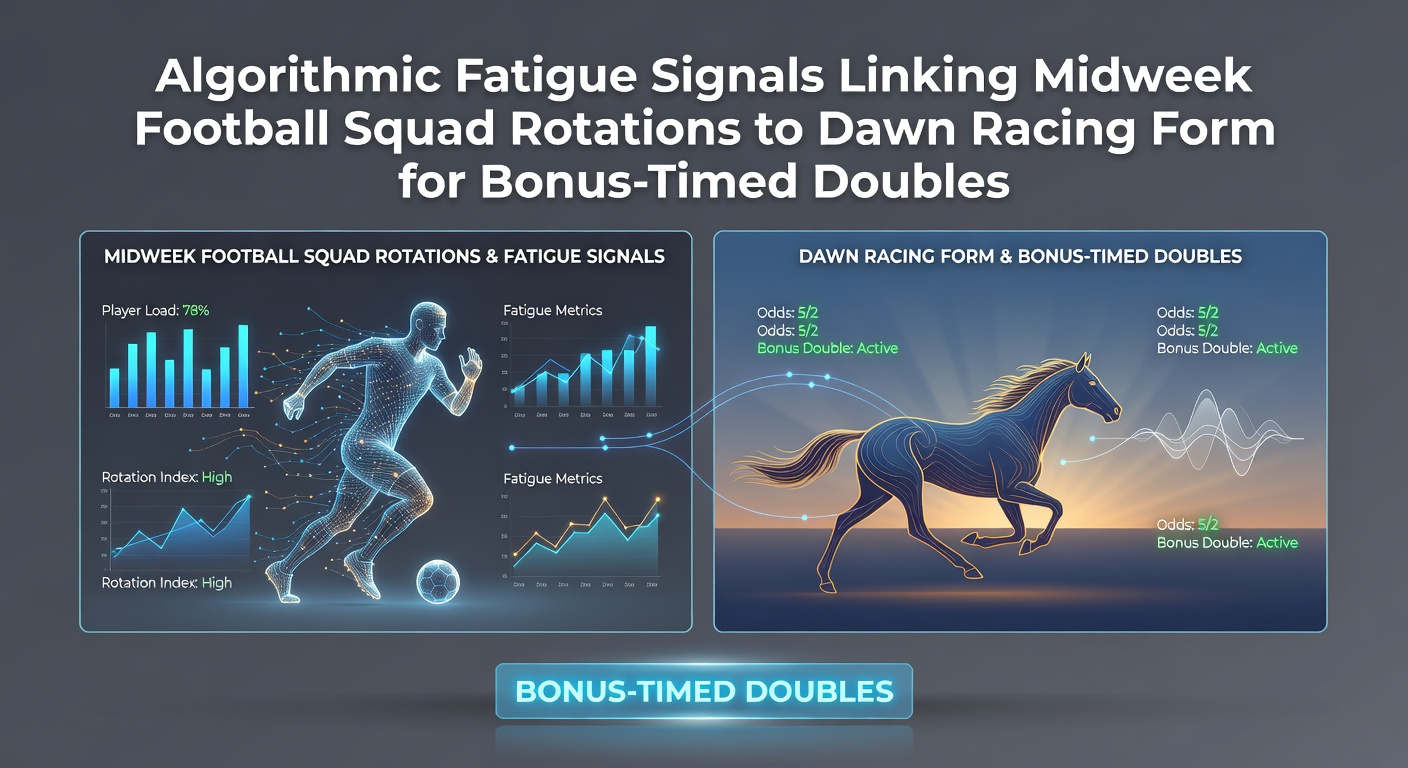 Illustration of algorithmic data overlays connecting midweek football squad changes with early morning horse racing performance metrics