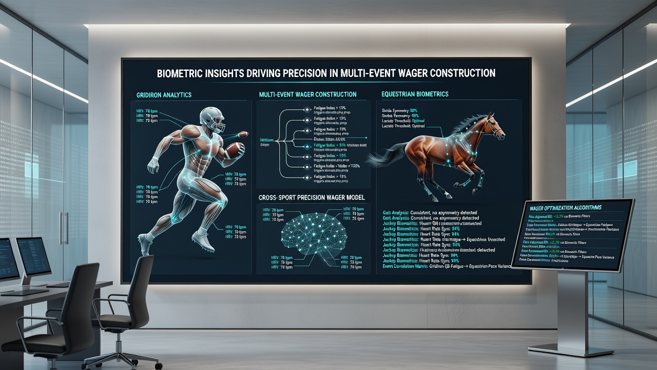 Detailed view of biometric data dashboards displaying heart rate and stride analysis for both football players and racehorses