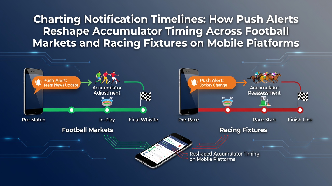 Mobile betting interface showing push notification settings for football and racing accumulators