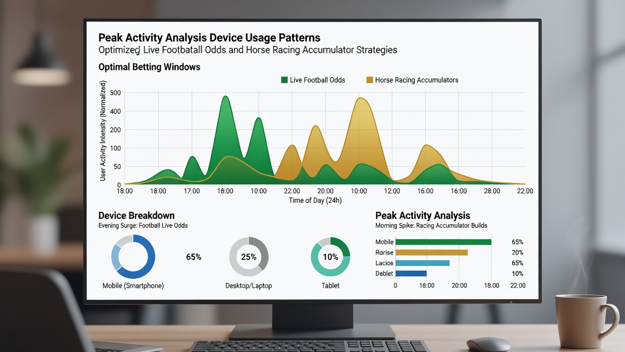 Graph showing mobile device activity peaks during evening football matches and morning horse racing sessions