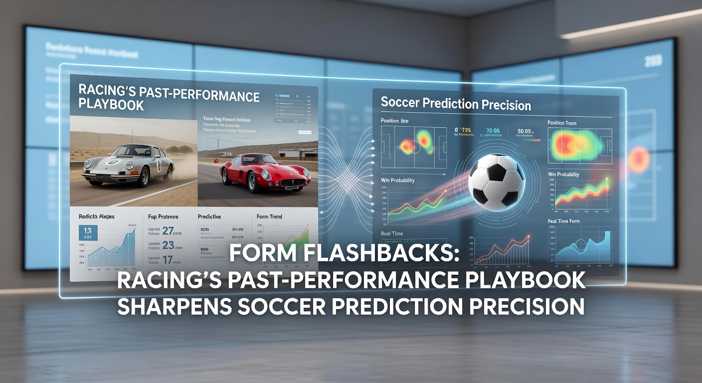 Horse racing form chart overlaid with soccer match stats, illustrating data crossover