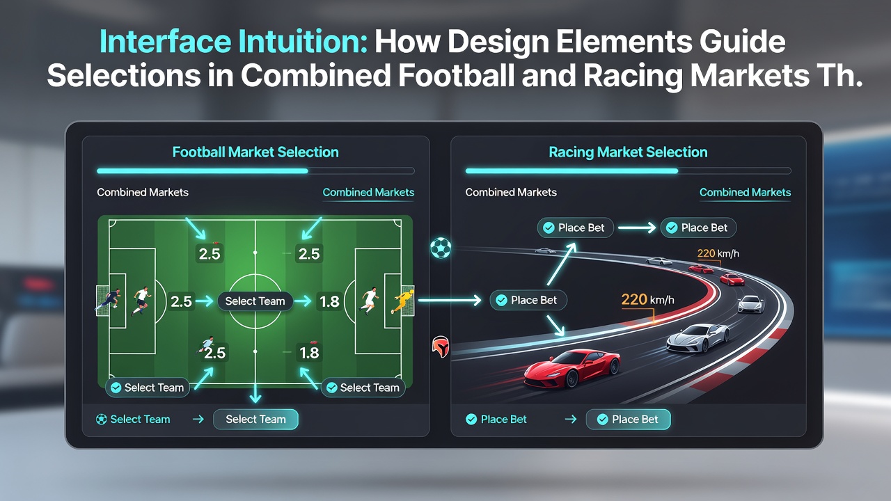 Close-up view of a mobile interface displaying football match odds next to horse racing selections with intuitive swipe and tap zones highlighted
