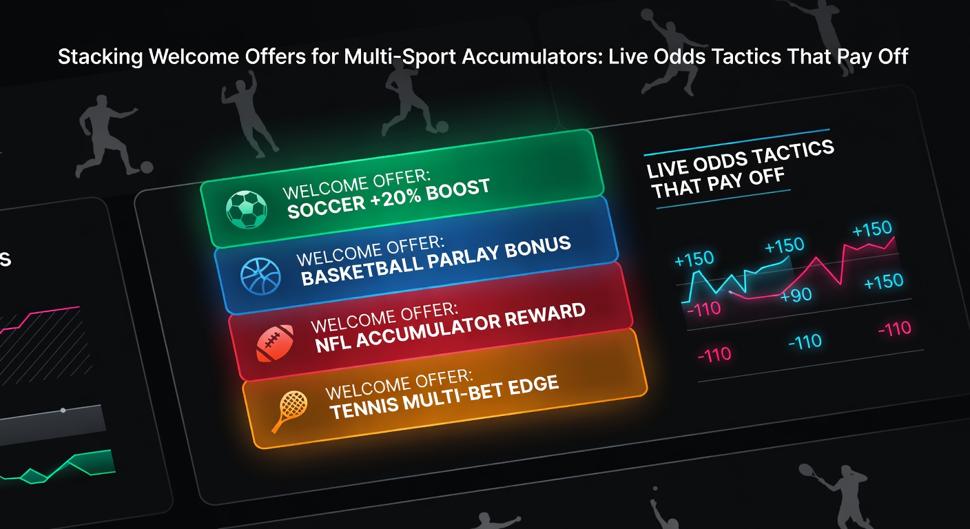 Illustration of stacked betting slips with multi-sport icons and rising odds graphs