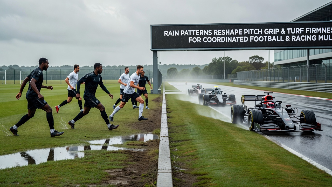 Mobile app interface showing coordinated football and racing bets during rain-affected events